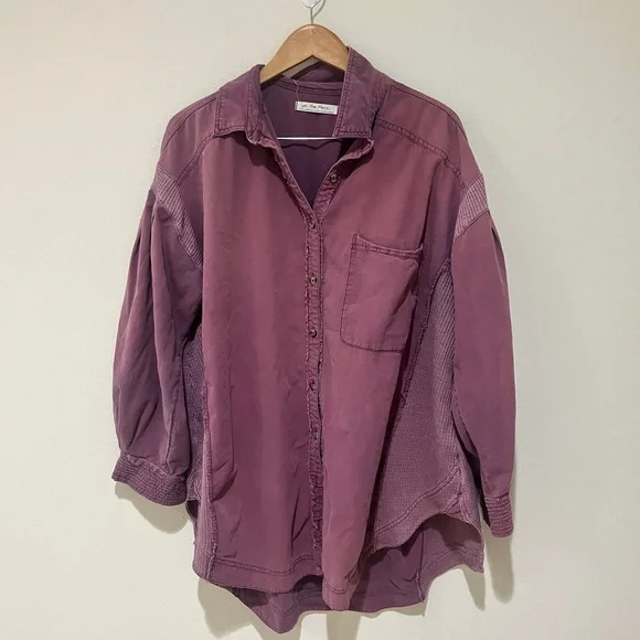We The Free Free People Purple Button Down Shirt Size XL - Picture 2 of 6